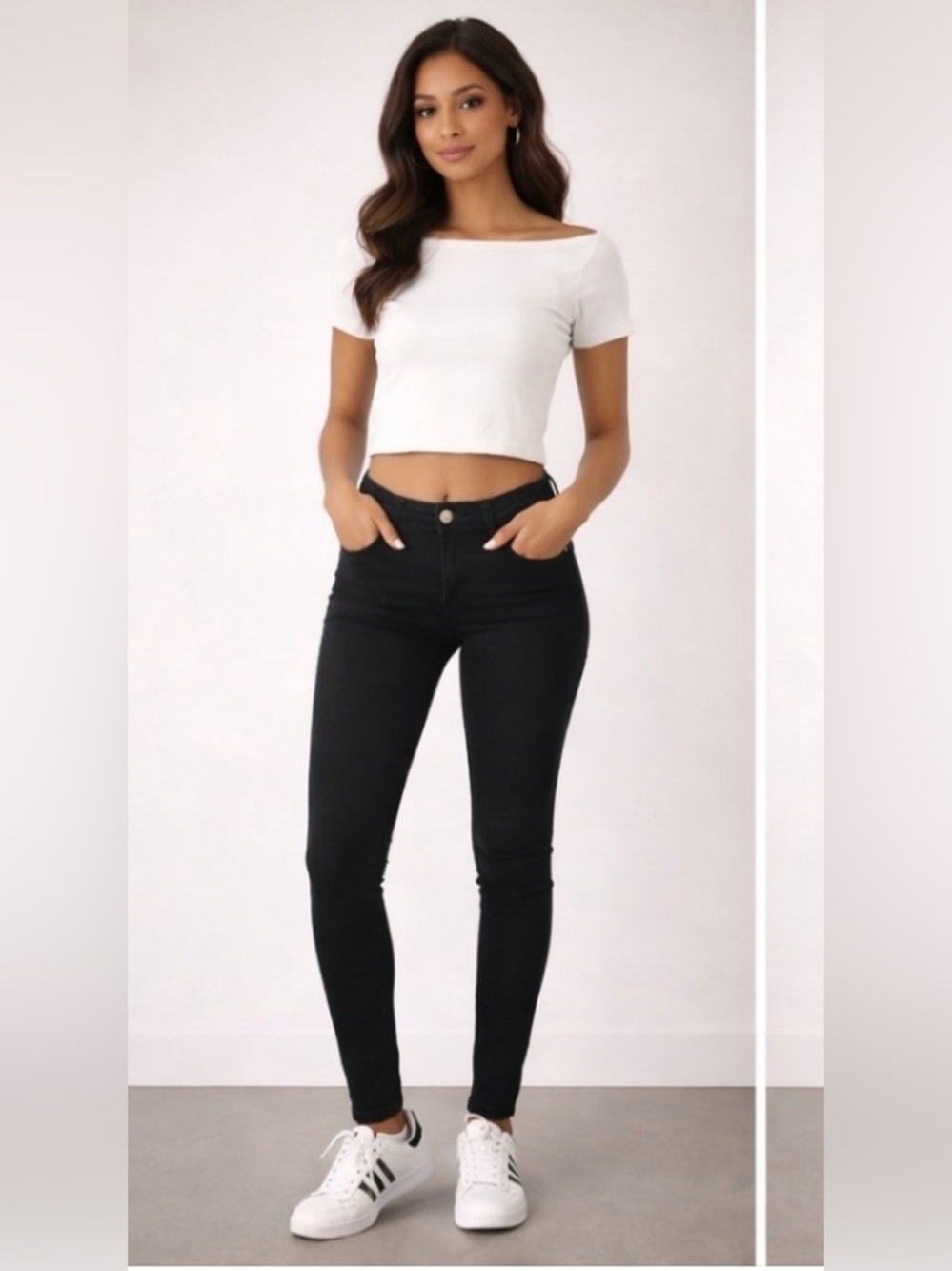H&M Women’s Black Mid-Waist Denim Skinny Jeans